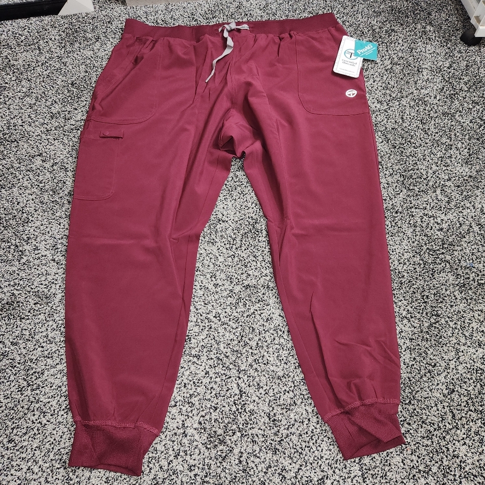 Essential Threads Jogger Pants Womens 3XL Wine Red ProAG Antimicrobial Stretch
